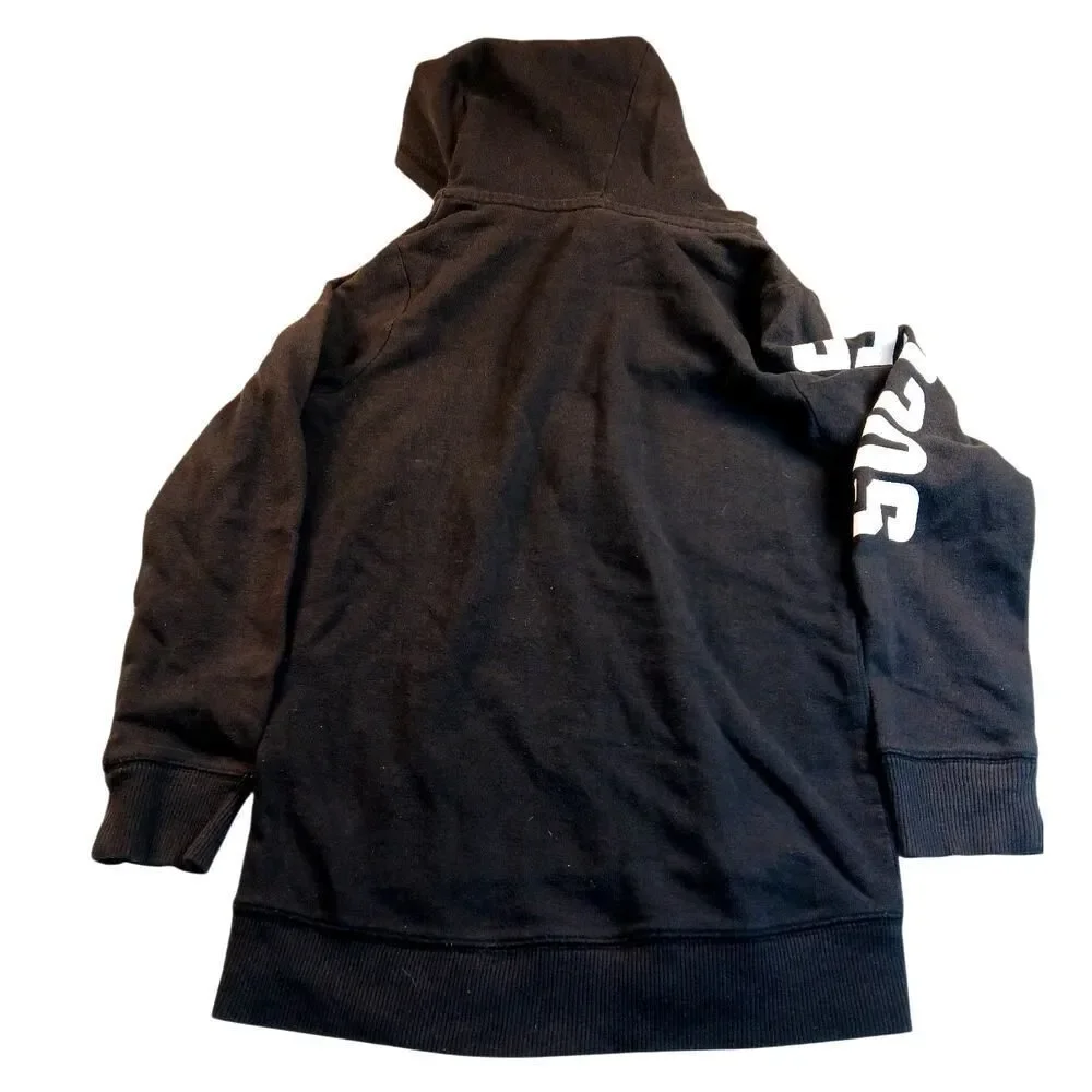 Justice Active Girls Black Soccer w/Large Soccer Emoji Zipper Hoodie - Size 8/10